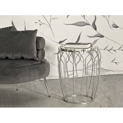 Dmora - Wohnzimmertisch Morava, Niedriger Wohnzimmertisch, Kaffeeregal, Couchtisch für Sofa, 48x48 h62 cm, Silber (1/5)