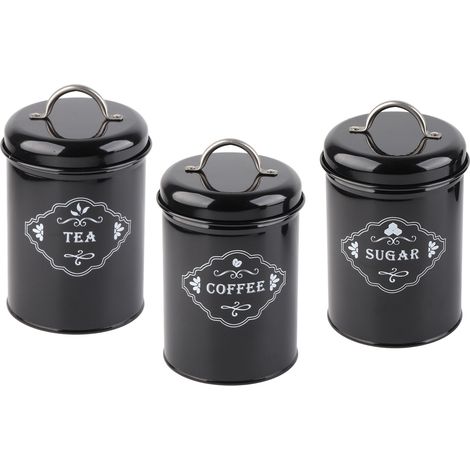 Ensemble de 3 bocaux noirs hermétiques pour le rangement de la cuisine et des ustensiles de pâtisserie (1/5)