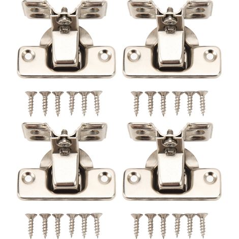 Lot de 4 charnières de placard à base 4 trous en acier laminé à froid, bras court pour cuisine et chambre (1/5)