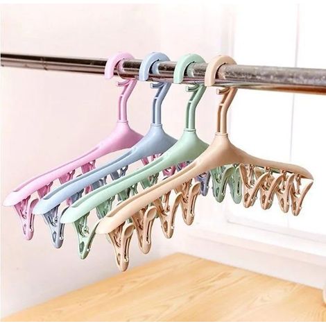 HOXILEELEOSéchoir à chaussettes - 4 pièces, 8 pinces Bleu, vert, violet, jaune Cintre Soutiens-gorge Sous-vêtements (1/5)