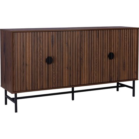 sweeek - Anrichte mit geriffeltem Holzdekor, viertürig, 157,5 cm