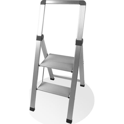 Facilitys – Escabeau marchepied pliable en aluminium – 2 marches – Charge max 150 kg – Antidérapant – Dimensions 116x47x5,5 cm plié