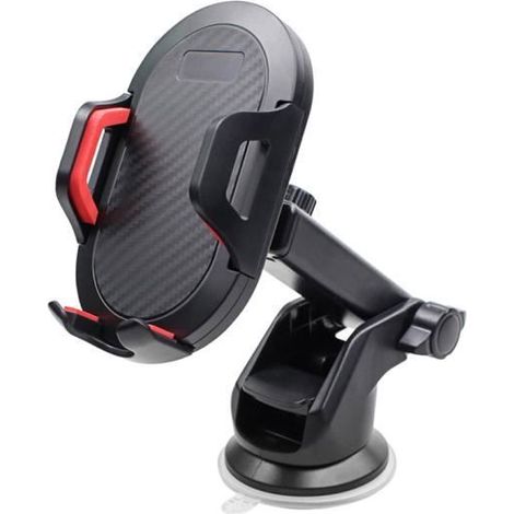 1 support téléphone portable ventouse réglable pour voiture, fixation smartphone ABS, compatible iOS Android, 3-7 pouces, usage en déplacement (1/4)