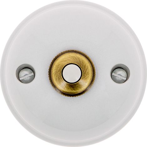 Bouton poussoir porcelaine blanche 10A-250V 30310173 – Installation à vue avec câble apparent – Pour espaces confinés – Fontini