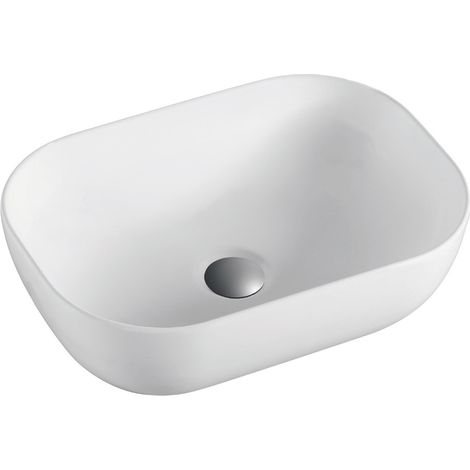 Lavabo Sobre Encimera Cerámico  Blanco Mate  Lavamanos Baño para Encimera Rectangular  45,5cm x 33cm (1/4)