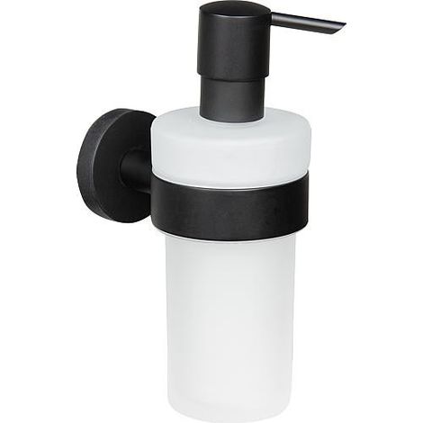 Distributeur de savon Eldrid nero laiton, noir, verre satine fixation incluse