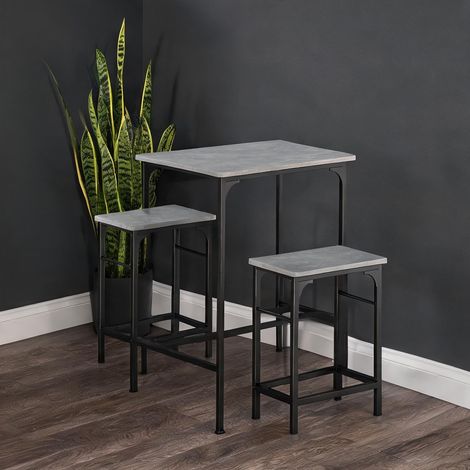 Ensemble table de bar et tabourets gris 80 x 50 x 87 cm (1/5)