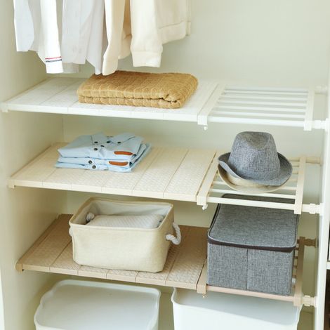 Estantería laminada sin necesidad de taladrar para armario, baño, cocina, zapatero, estante telescópico (blanco, 30 x 9,5)