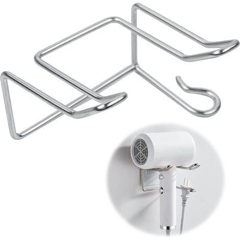Porta asciugacapelli, porta asciugacapelli a parete senza forare, porta asciugacapelli autoadesivo in acciaio inox con gestione dei cavi, per bagno, hotel, camera da letto