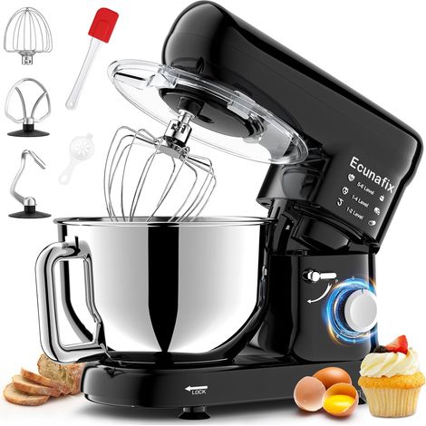 Patissier Processor, 2000 W Multifunctional Kitchen 6.5 L Low Noise Mixer with Kneading Hook, Beater, Wire Whisk, Lid, 6+P Speeds (1/5)