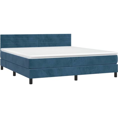 vidaXL Sommier à lattes de lit et matelas Bleu foncé 160x200cm Velours