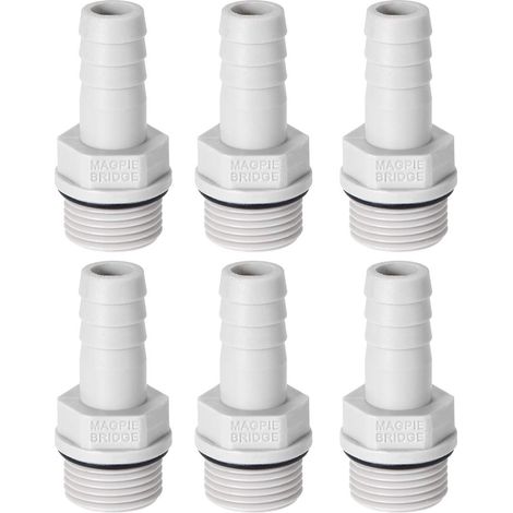 Adaptateur raccord flexible PVC 6mm 15/64" Barbillon x1/8" G tuyau mâle 6Pcs G3/8 x 10mm (1/5)