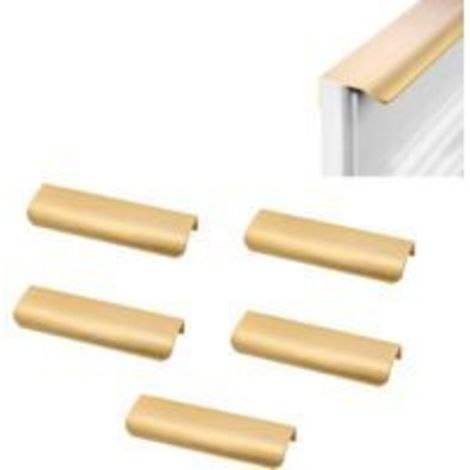 Poignées de meubles Sollbry dorées, lot de 5 poignées invisibles en aluminium, 150 mm, pour tiroirs, armoires, meubles à chaussures, etc.