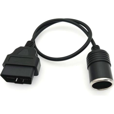 Adaptateur de prise OBD2 mâle 16 broches vers prise allume-cigare femelle, câble d'extension d'alimentation pour voiture, 24AWG, 0,5 mètre de long. (1/5)