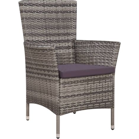 vidaXL 3 Piece Bistro Set Poly Rattan Grey