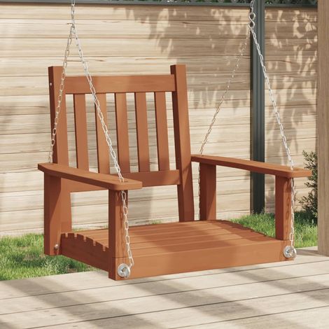 Chaise balançoire de jardin,Siège de Terrasse Chaise d'extérieur chaînes en métal bois massif sapin CFW51697 (1/5)