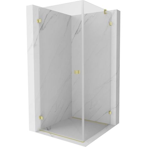 Cabine de douche Mexen Lunar-B pivotante gauche 90 x 90 cm, transparente, or brossé - 832-090-090-55-00-L (1/5)