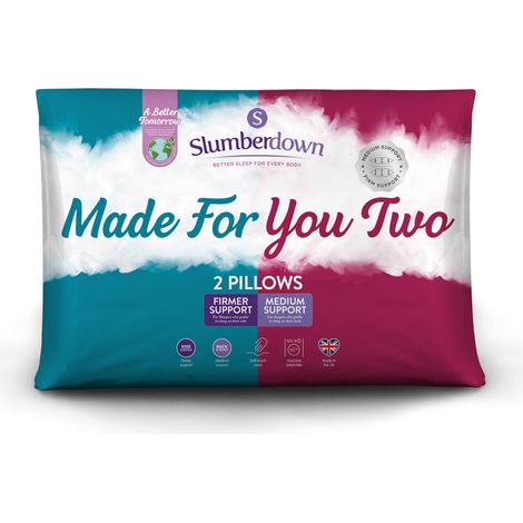 Slumberdown Made For You Two Pillow, Medium/Firm Support, 2 Pack