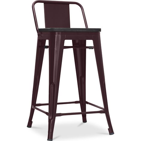 Barhocker im Industriedesign mit Rückenlehne - Holz & Stahl - 60 cm - Stylix
