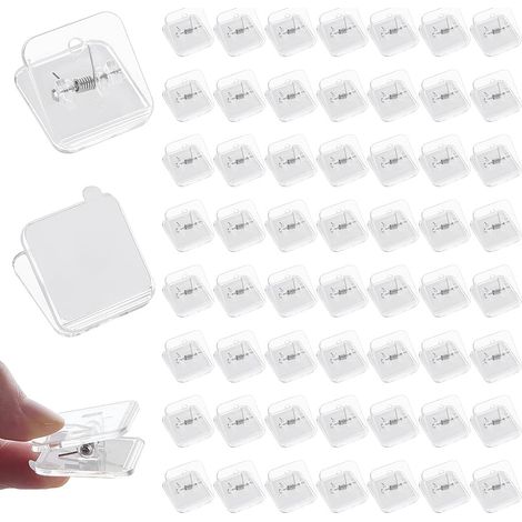 75PCS Pinces Auto-adhésives 30x30x21mm Porte-tapisseries Pinces Carrées en Acrylique Transparent avec Dos Collant Invisible Pince d'Accrochage pour Présentation Photos Scrapbooking DIY (1/5)