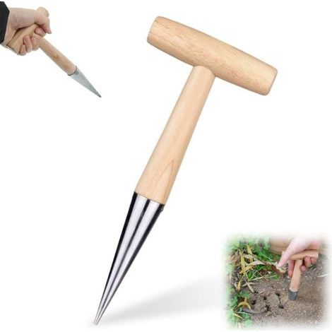 Outil de jardinage pour arracheuse de graines, marron, 1 arracheuse de graines manuelle, outil pour semer les bulbes (1/5)