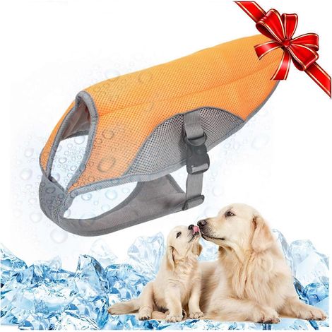 Gilet rafraîchissant pour chien, veste en maille respirante, manteau d'été frais et confortable, ajustable avec bande réfléchissante. (1/5)