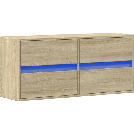 Mobile TV multimediale scaffale TV credenza TV sala da pranzo soggiorno camera da letto a parete con luci LED Rovere Sonoma 100 x 31 x 45 cm marrone 020028003