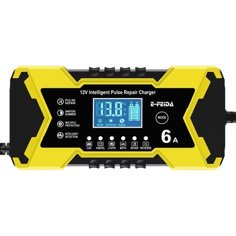 jauneChargeur de batterie de voiture 12 V 6 A, chargeur 12 V pour batteries au plomb-acide (1/5)