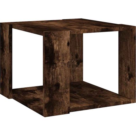 vidaXL Mesa de centro madera contrachapada roble ahumado 40x40x30 cm (1/2)