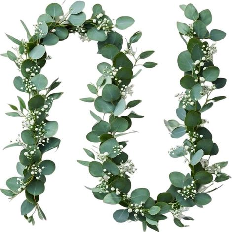 Guirlandes d'eucalyptus artificielles lot de 2, 178 cm, flexibles, texture naturelle, persistant, sans entretien (1/5)