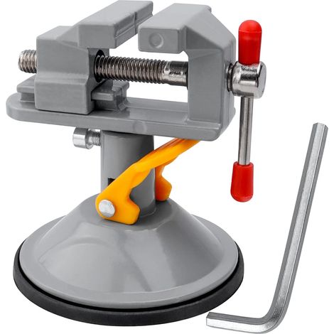 Mini étau avec ventouse en acier - Rotation à 360 ° - Petit étau de travail - Clip ventouse - Pince à ventouse - Mini table - Outil manuel avec clé hexagonale (1/5)