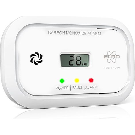 Kohlenmonoxid-Melder mit Batterie, 85dB Alarm und optischer Warnung, Breite 12cm