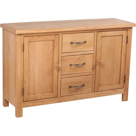 vidaXL Buffet avec 3 tiroirs 110 x 33,5 x 70 cm Bois de chêne massif (1/5)