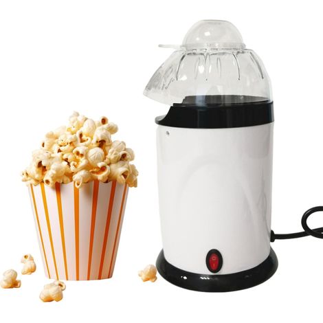 Elektrische Popcornmaschine 1200W - Macht Leckeres Popcorn in 3 Minuten - Für Zuhause, Kinoabend, Party (Weiß) - Einfache Reinigung