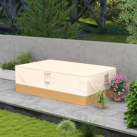 Funda Protectora para Muebles de Jardín 275x208x78 Tela Oxford 600D Impermeable Cubierta para Sofás Mesas Exterior con 4 Ventilaciones 5 Asas y Cordón de Tracción Beige (1/5)