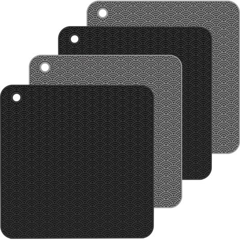 Lot de 4 dessous de plat carrés en silicone résistant à la chaleur, (1/5)