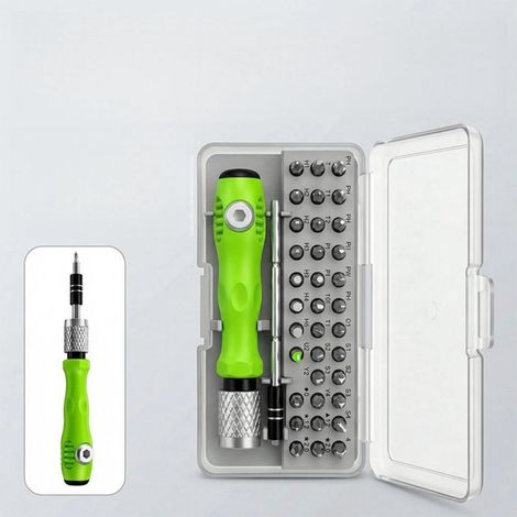 FLAMMKRAFT-Jeu de tournevis manuel multifonctions 32 en 1 pour la réparation et le démontage de téléphones portables et d'ordinateurs - Vert (1/5)