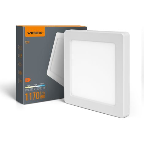 Plafonnier LED carré blanc 3CCT 12W 2-en-1 saillie/encastré VIDEX
