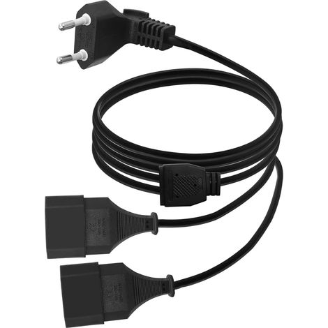 Câble rallonge d'alimentation Euro,Câble D'extension 2 en 1 Européenne vers Double Prise Européenne de Type C,rallonge Prise Euro 0,75 mm² Max.2,5A/250V pour TV,Ordinateur,Moniteur (1/5)