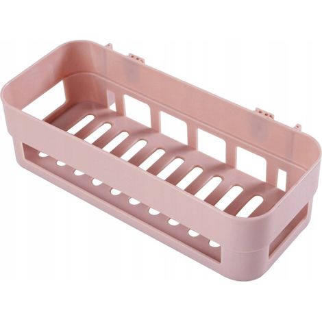 Mensola portaoggetti adesiva rosa che non lascia segni, ideale per riporre oggetti in bagno e in cucina.