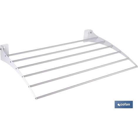 Tendedero de pared abatible fabricado en acero inoxidable y aluminio color blanco (1/4)