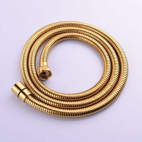 Tuyau de douche flexible 2 mètres (78 pouces) doré, anti-pli, en acier inoxydable avec connecteur en laiton massif (1/5)