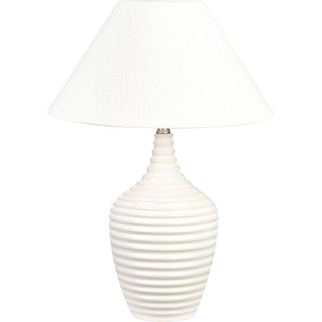 Lampada da tavolo in ceramica Luce d'ambiente Paralume nero Beige Celeste (1/5)