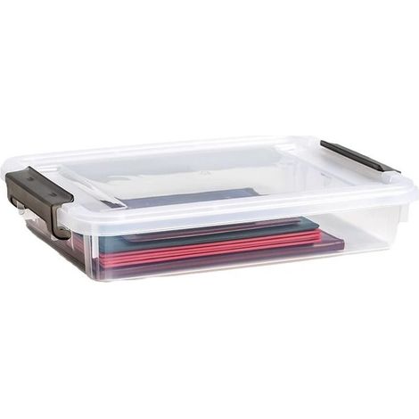 boîtes B5 – Rangement bureau – Casier de rangement – Transparent – Polypropylène – Empilable – Robuste – Léger – Sans BPA – Organiseur (1/5)