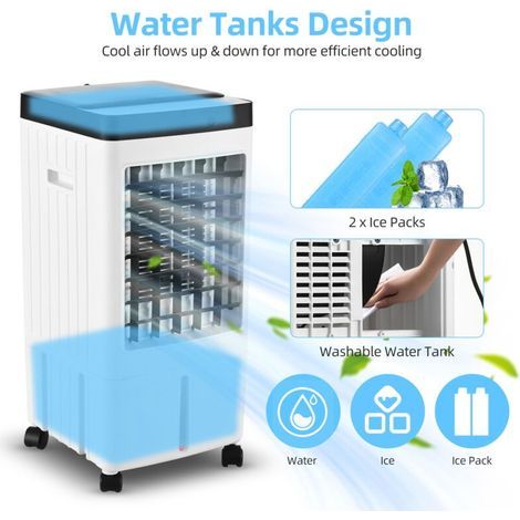Climatiseur Refroidisseur Mobile, avec 3 Vitesses de Vent Réglables, Humidificateur, Refroidisseur d\'Air Silencieux, Climatisation pour Utilisation Intérieure, Bureau, Chambre, Dortoir — vue 4