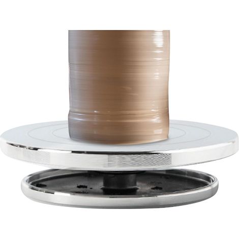 Plateau tournant en céramique – Tour de potier manuel (manivelle) – Diamètre 15 cm – Couleur argent (1/5)