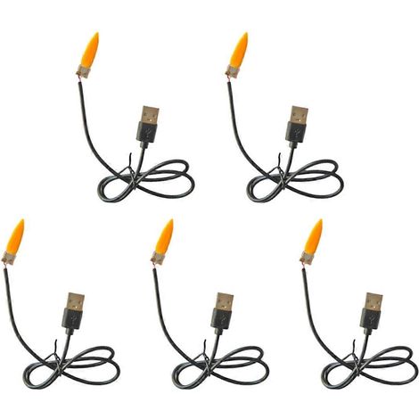 Set mit 5 USB-5V-Flammenlampen, die eine Kerze simulieren, Platine, LED für Partys und Bars (1/5)