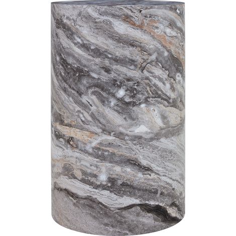Table basse ronde en MDF effet marbre gris, 30 cm de diamètre, 55 cm de hauteur, table d'appoint élégante et moderne pour salon, prête à l'emploi  CHICFURN (1/5)