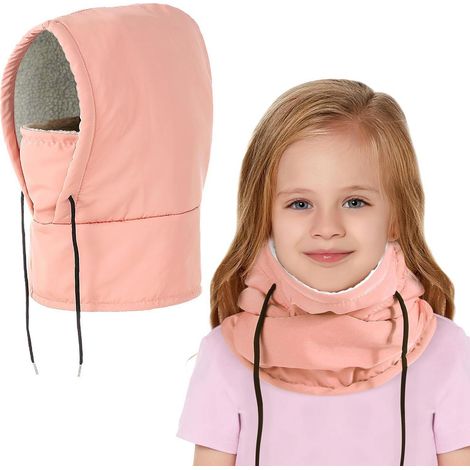 Cagoule d'hiver enfant imperméable polaire chaude 4-8 ans rose (1/5)
