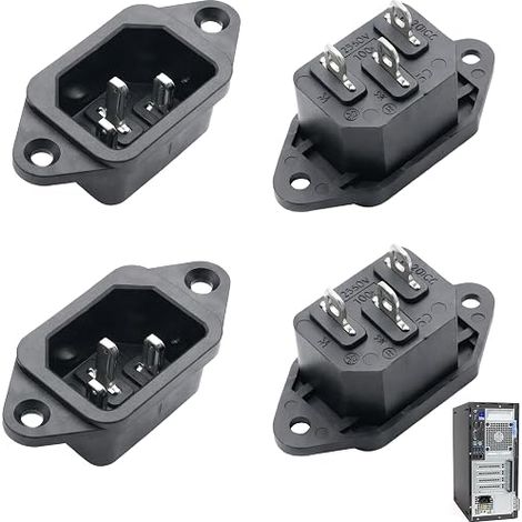 fiches pour appareils à froid, prise C14, prise pour appareils froids, montage sur cadre, convient pour PC, blocs d'alimentation, armoires électriques, appareils audio (1/2)